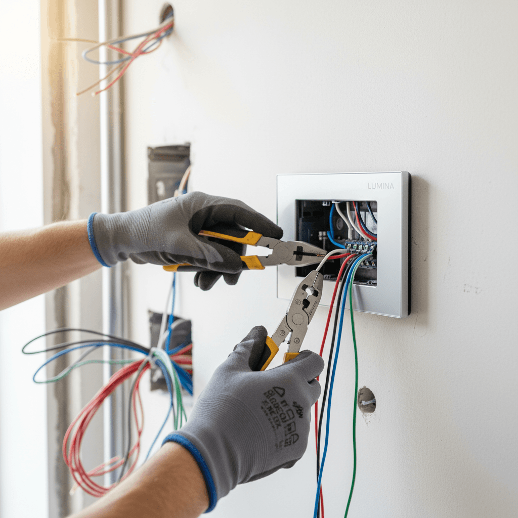 Electrician working on residential electrical panel
